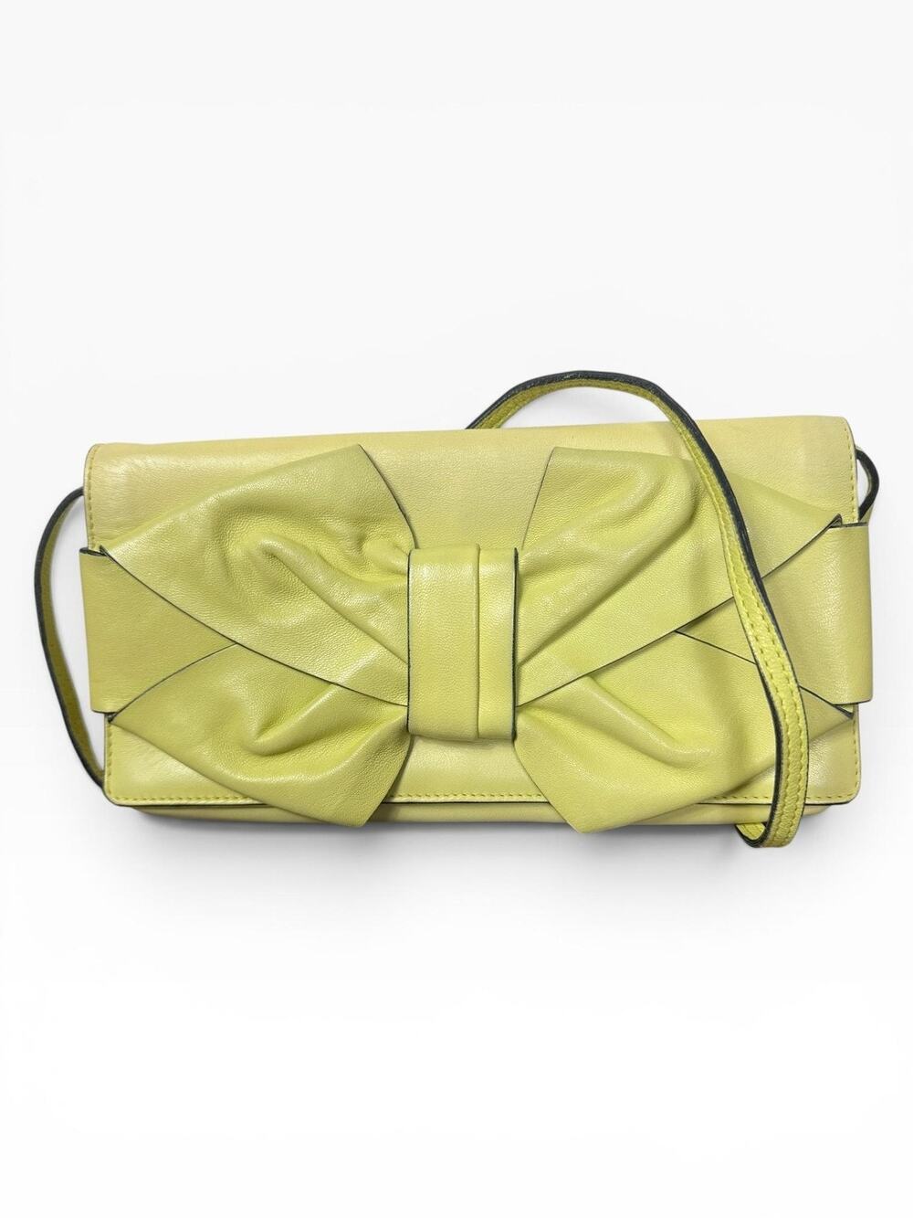 Valentino Garavani Crossbody Shoulder Bag Womens Small Yellow Leather Bow Italy